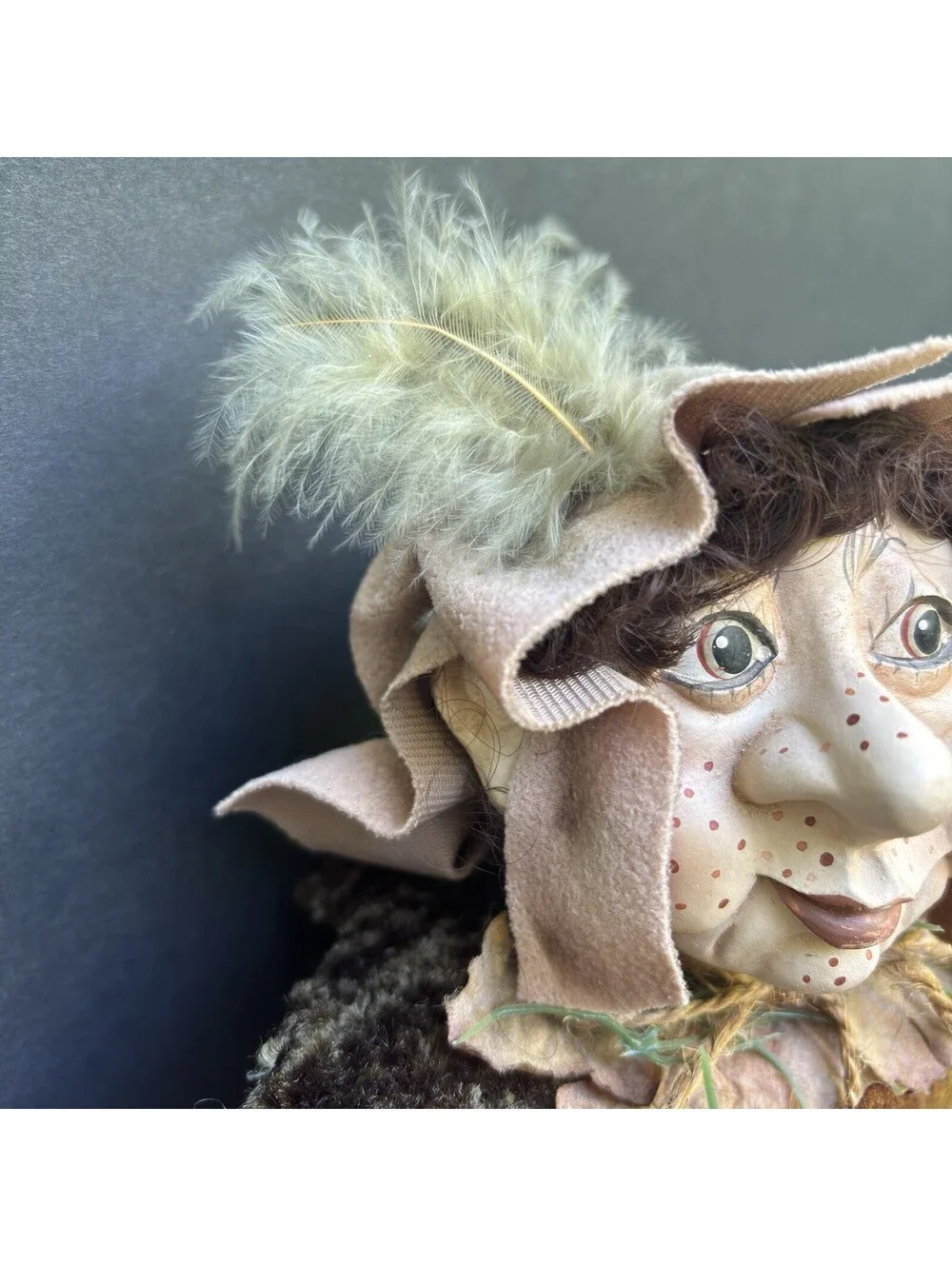 Vintage Elf Fairy Acorn Fall Autumn Troll Gnome Christmas Ornament Folk Art